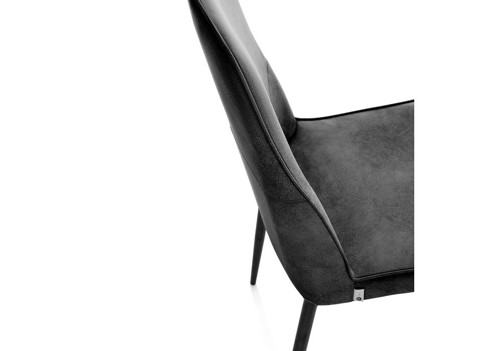 4 židle se sedákem z umělé kůže a kovovými nohami - Tariq Viadurini