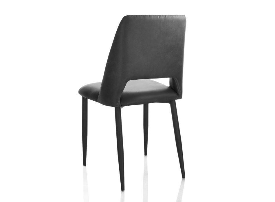 4 židle s kovovým rámem a sedákem z mikrovlákna - Hala Viadurini