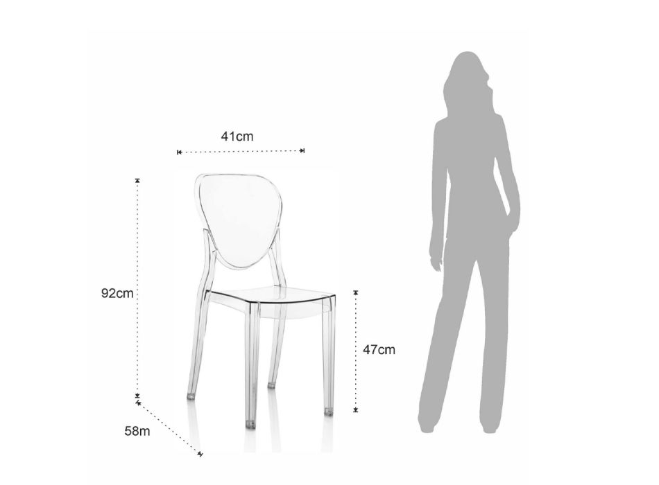 4 venkovní a vnitřní židle z průhledného polykarbonátu - Spinosa Viadurini