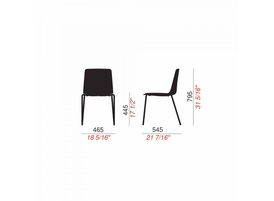 4 stohovatelné venkovní židle z kovu a polypropylenu Vyrobeno v Itálii - Carita Viadurini