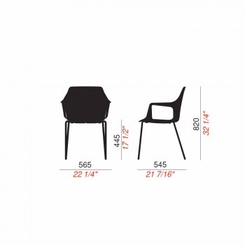 4 stohovatelné venkovní židle z polypropylenu a kovu vyrobené v Itálii - Carlene