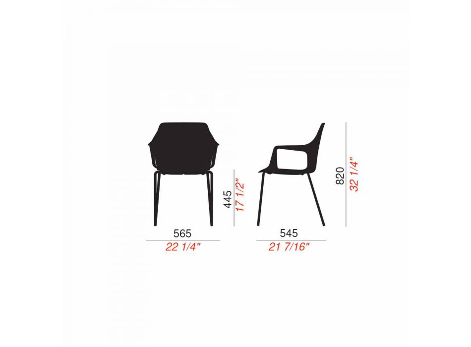 4 stohovatelné venkovní židle z polypropylenu a kovu vyrobené v Itálii - Carlene Viadurini