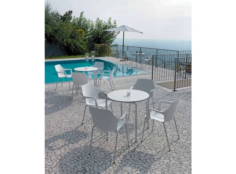 4 stohovatelné venkovní židle z polypropylenu a kovu vyrobené v Itálii - Carlene