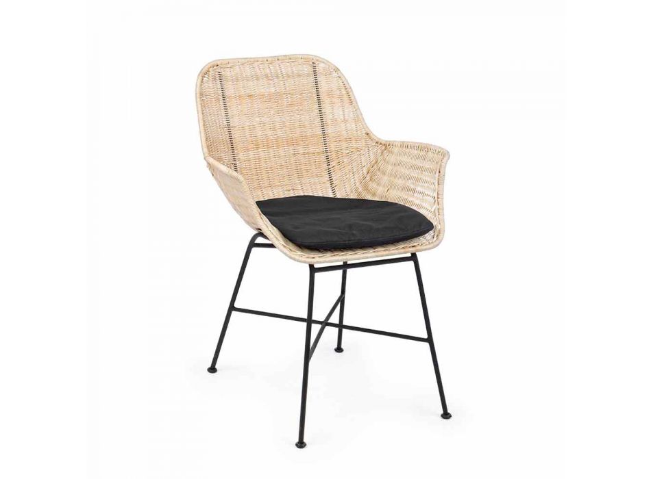 4 venkovní židle z tkaného proutí a oceli Homemotion - Berecca Viadurini
