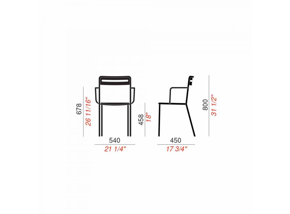 4 venkovní stohovatelné kovové židle vyrobené v Itálii - Yolonda