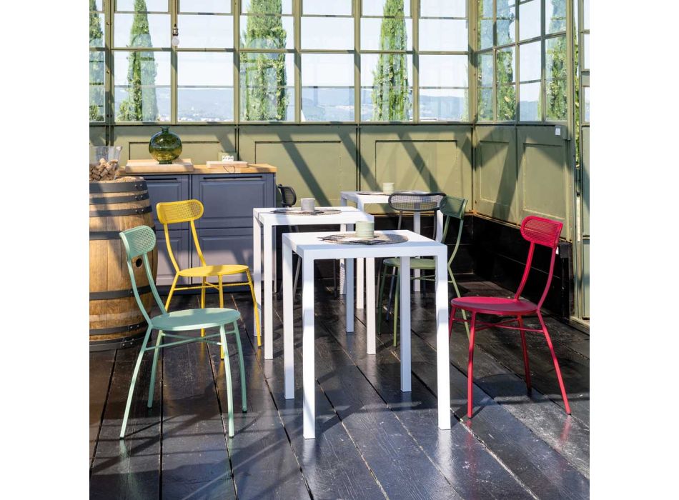 4 kovové zahradní židle v různých barvách vyrobené v Itálii - živý plot Viadurini