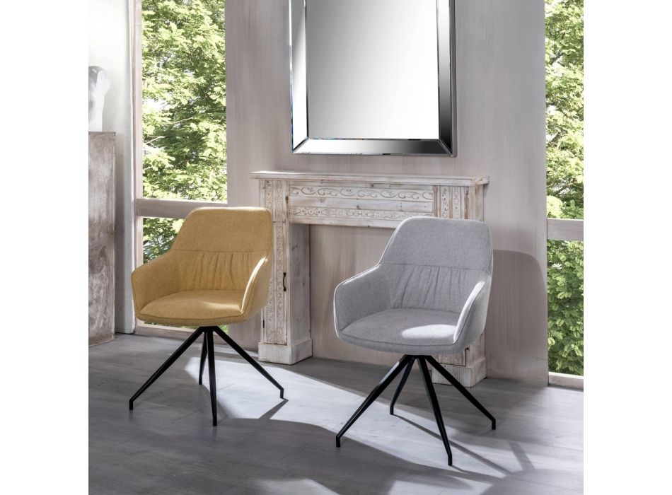 4 židle do obývacího pokoje s látkovým sedákem a kovovou konstrukcí a nohami – borovice Viadurini