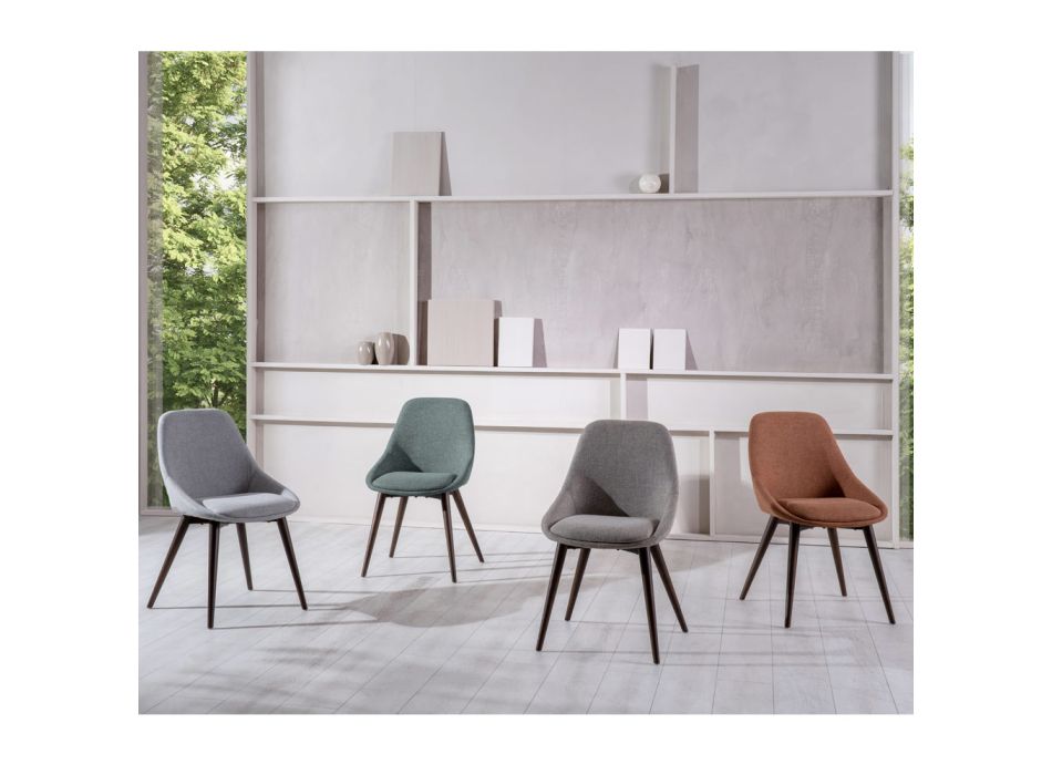 4 židle do obývacího pokoje s látkovým sedákem a masivní dřevěnou konstrukcí - vášeň Viadurini