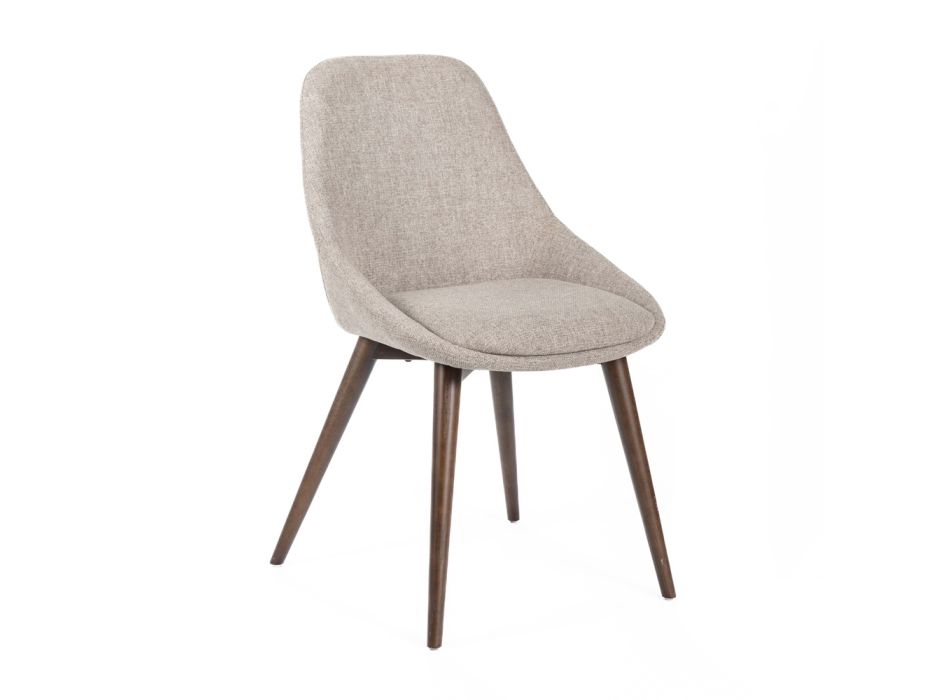 4 židle do obývacího pokoje s látkovým sedákem a masivní dřevěnou konstrukcí - vášeň Viadurini