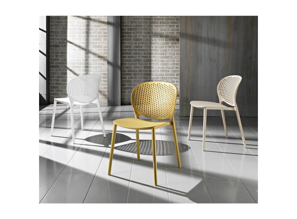 4 barevná stohovatelná židle z polypropylenu s moderním designem - Pocahontas Viadurini