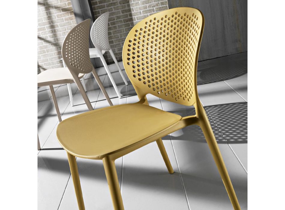 4 barevná stohovatelná židle z polypropylenu s moderním designem - Pocahontas