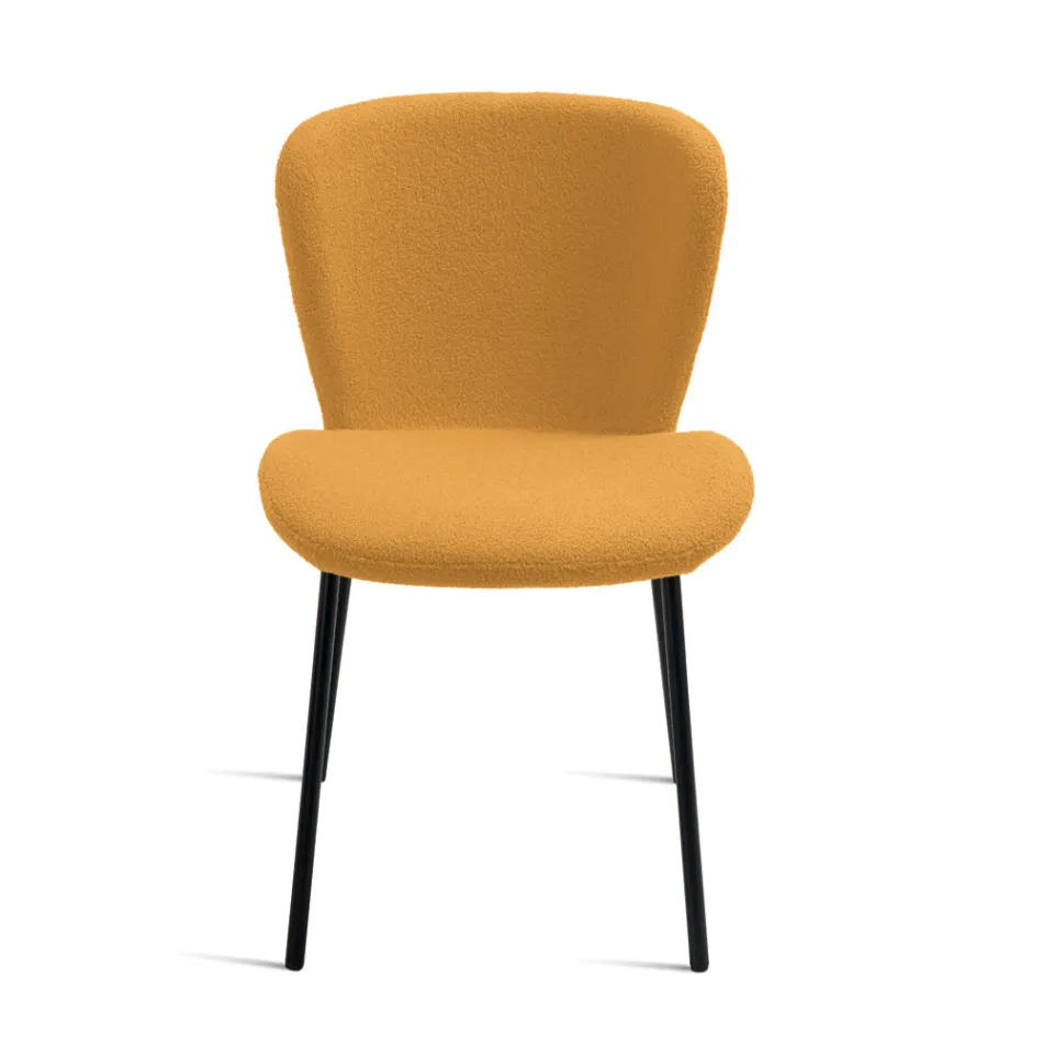 4 čalouněné židle z látky bouclè s černým kovovým rámem - Tiziana Viadurini