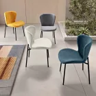 4 čalouněné židle z látky bouclè s černým kovovým rámem - Tiziana Viadurini