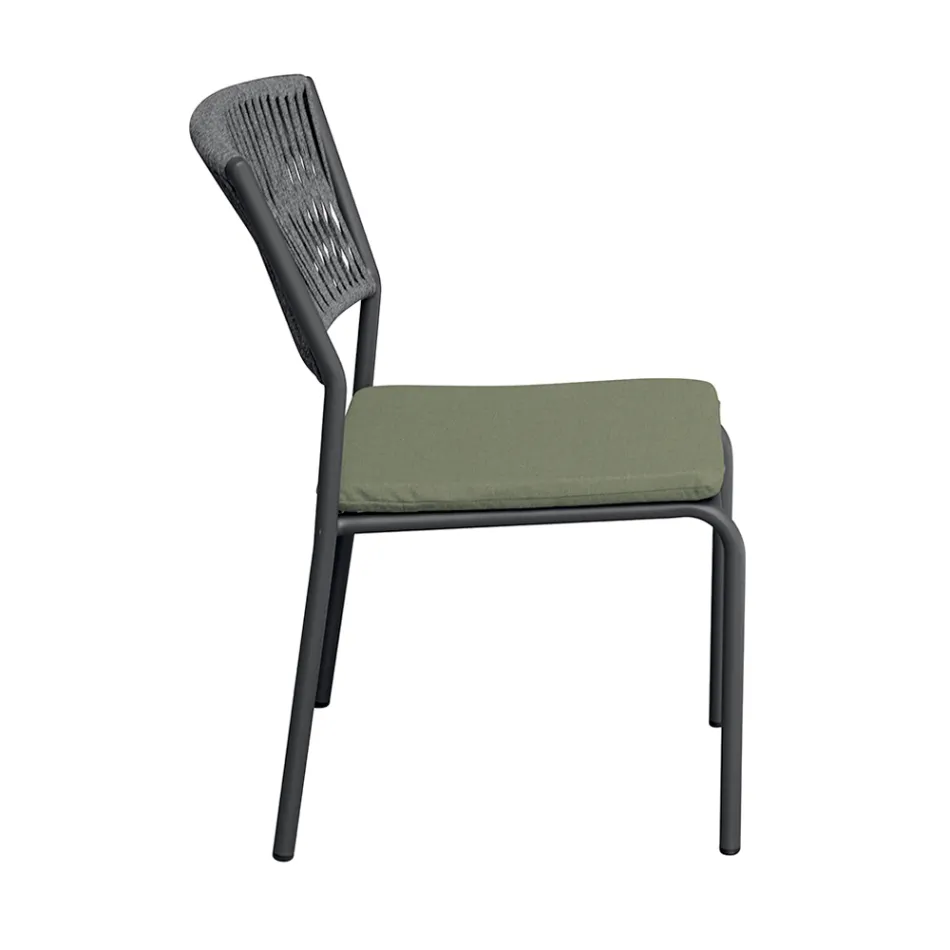 4 stohovatelné hliníkové a lanové zahradní židle - Lunaris Viadurini