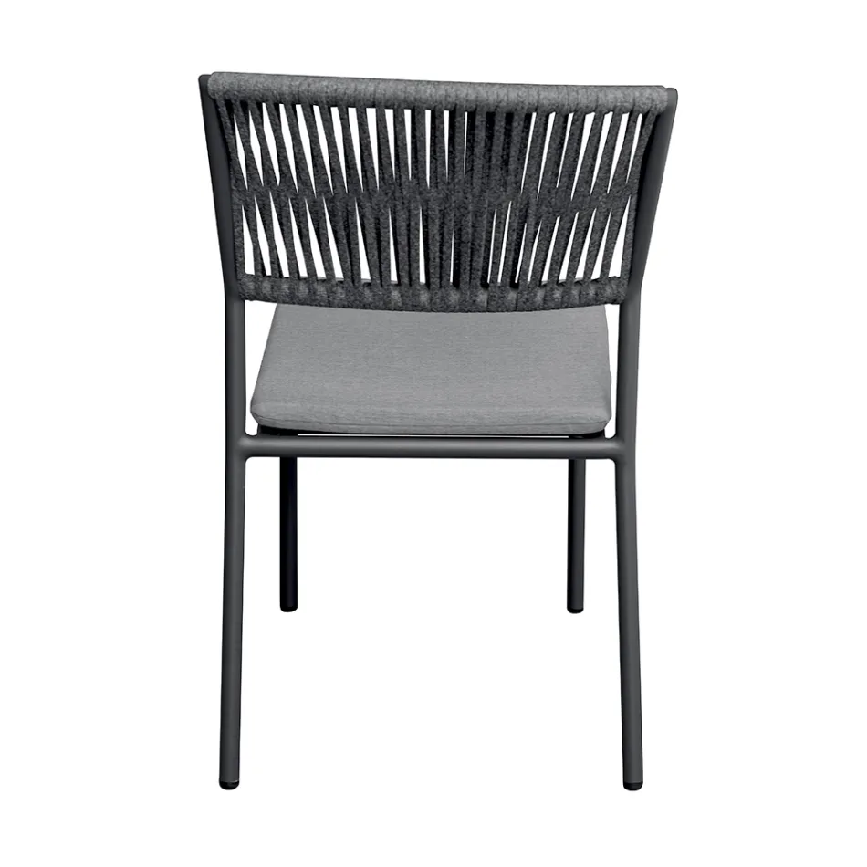 4 stohovatelné hliníkové a lanové zahradní židle - Lunaris Viadurini