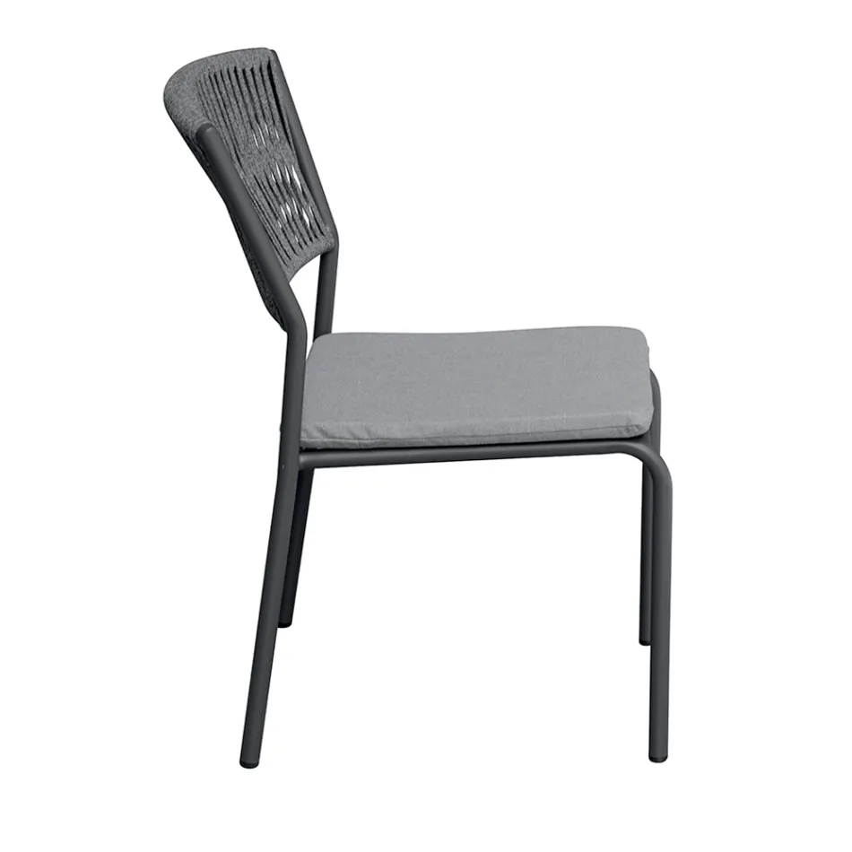 4 stohovatelné hliníkové a lanové zahradní židle - Lunaris Viadurini