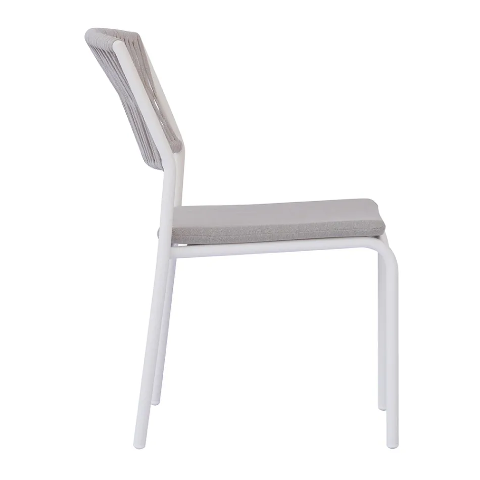 4 stohovatelné hliníkové a lanové zahradní židle - Lunaris Viadurini