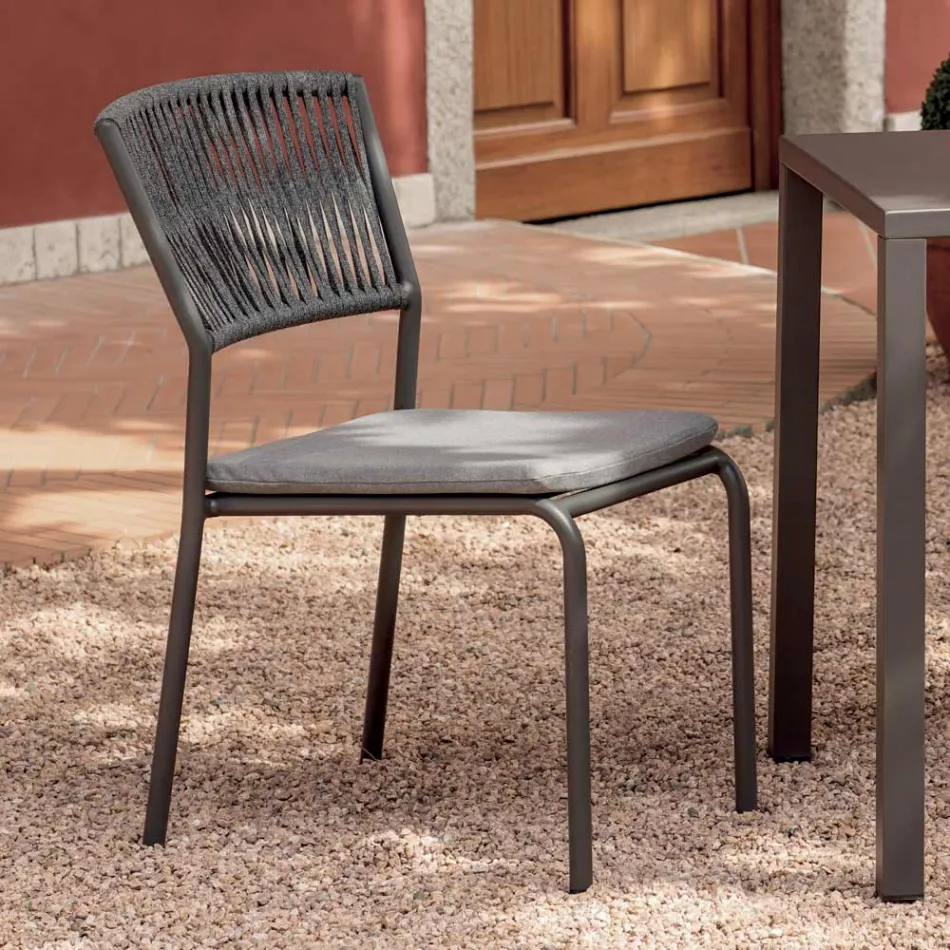 4 stohovatelné hliníkové a lanové zahradní židle - Lunaris Viadurini