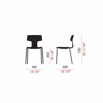4 stohovatelná židle z kovu a polypropylenu Vyrobeno v Itálii - Clarinda