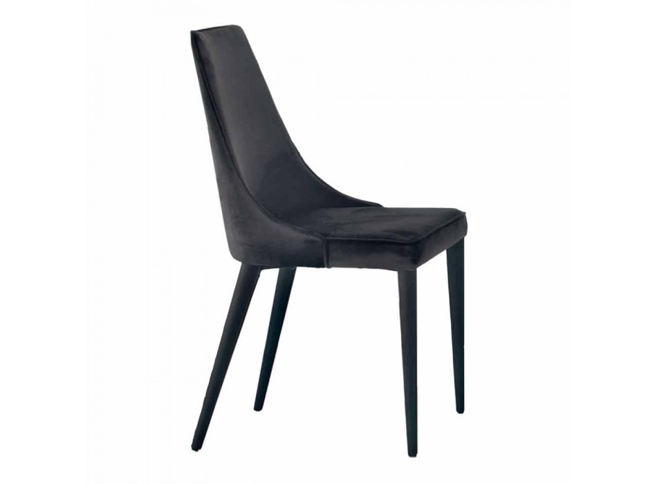 4 moderní ocelové židle s polstrovaným sametovým sedákem Made in Italy - Nirvana Viadurini