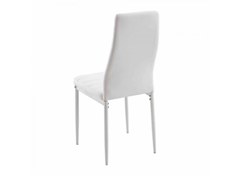 4 moderní jídelní židle v imitaci kůže a kovových nohou - Spiga
