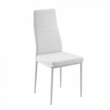 4 moderní jídelní židle v imitaci kůže a kovových nohou - Spiga