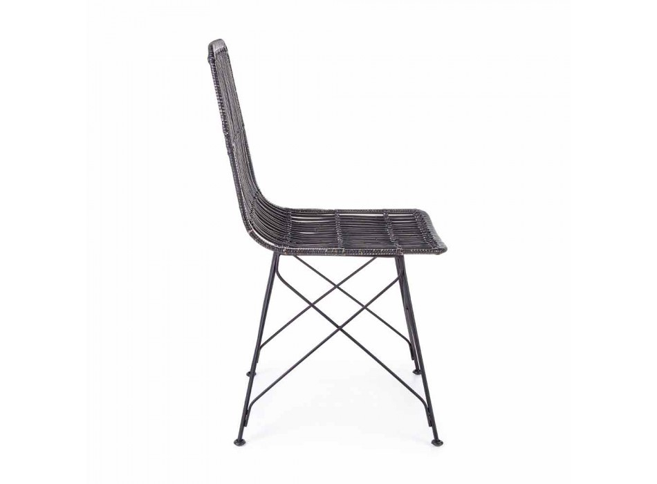 4 jídelní židle z oceli a vazby od Kubu Homemotion - Kendall Viadurini