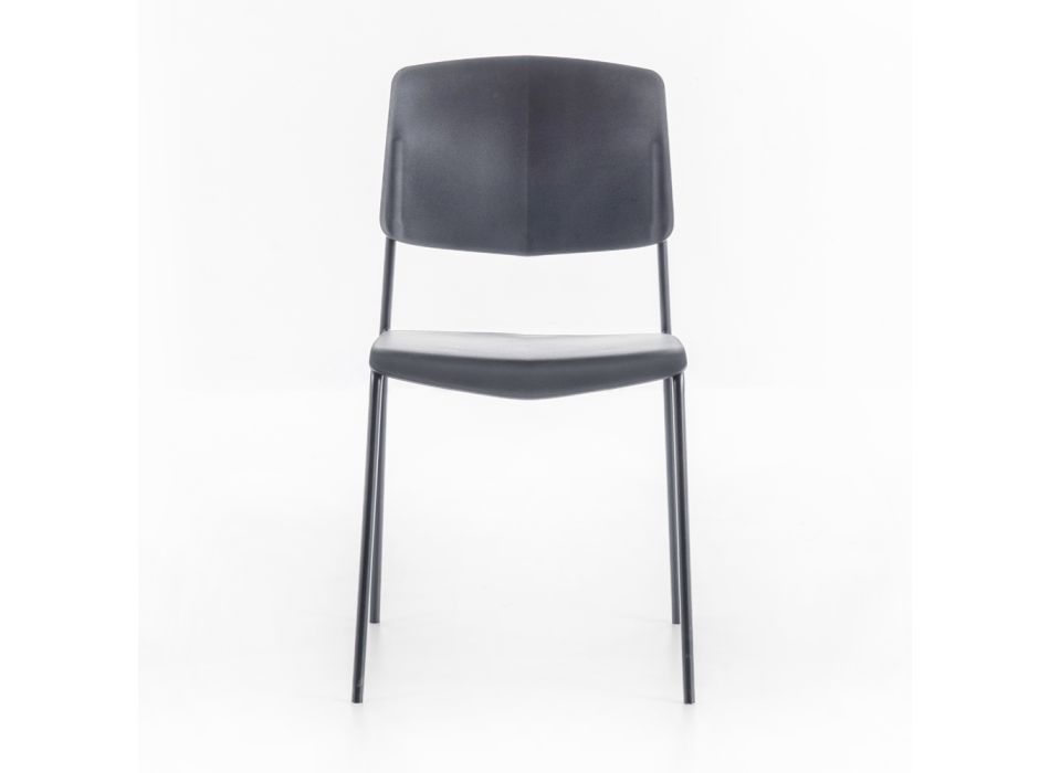 4 židle vyrobené z polypropylenového sedáku různých povrchových úprav a kovu - Daiquiri Viadurini