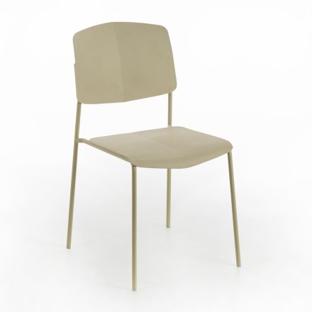 4 židle vyrobené z polypropylenového sedáku různých povrchových úprav a kovu - Daiquiri Viadurini