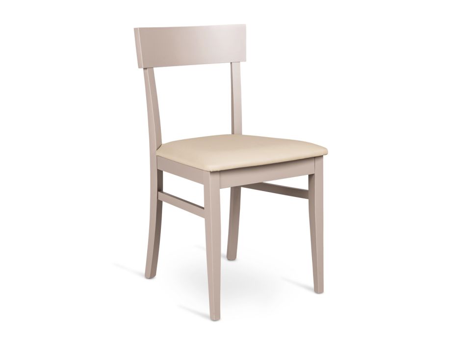 4 židle vyrobené z umělé kůže Sedák, konstrukce a nohy z lakovaného dřeva - Taikiri Viadurini
