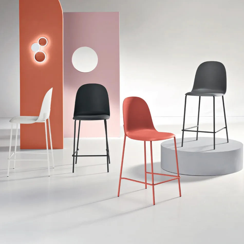4 obývací stoličky z polypropylenu s kovovým rámem - Dinamo Viadurini