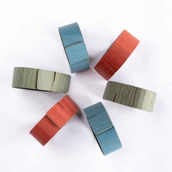 6 designových prstenů na ubrousky v nejrůznějších barvách vyrobené v Itálii - nočník