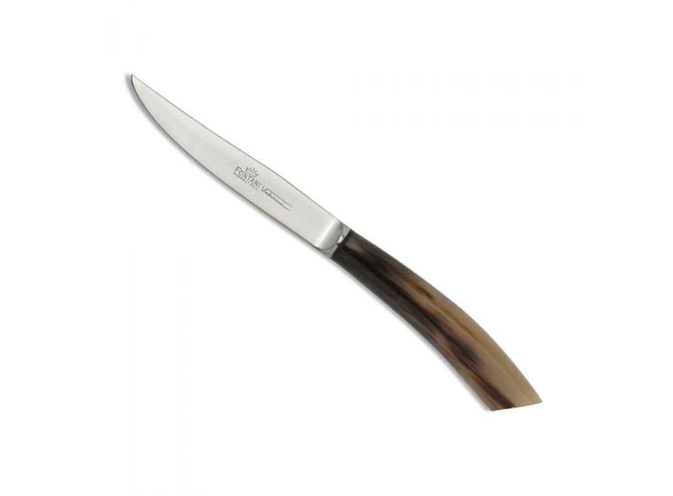 6 kuchyňských nožů Artisan s rukojetí Ox Horn Made in Italy - Marine Viadurini
