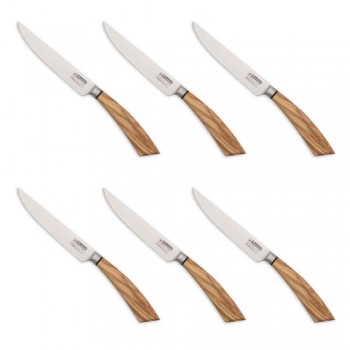 6 ručně vyráběných steakových nožů v rohu nebo dřevě vyrobených v Itálii - Zuzana
