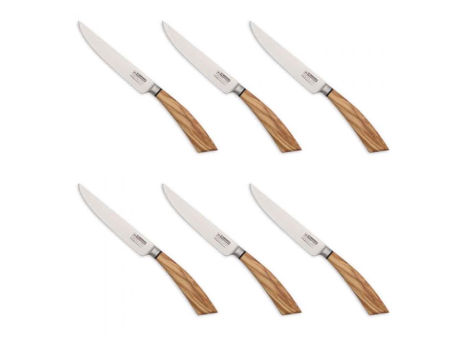 6 ručně vyráběných steakových nožů v rohu nebo dřevě vyrobených v Itálii - Zuzana Viadurini