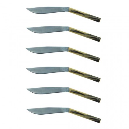 6 ergonomických steakových nožů s ocelovou čepelí vyrobených v Itálii - žralok Viadurini