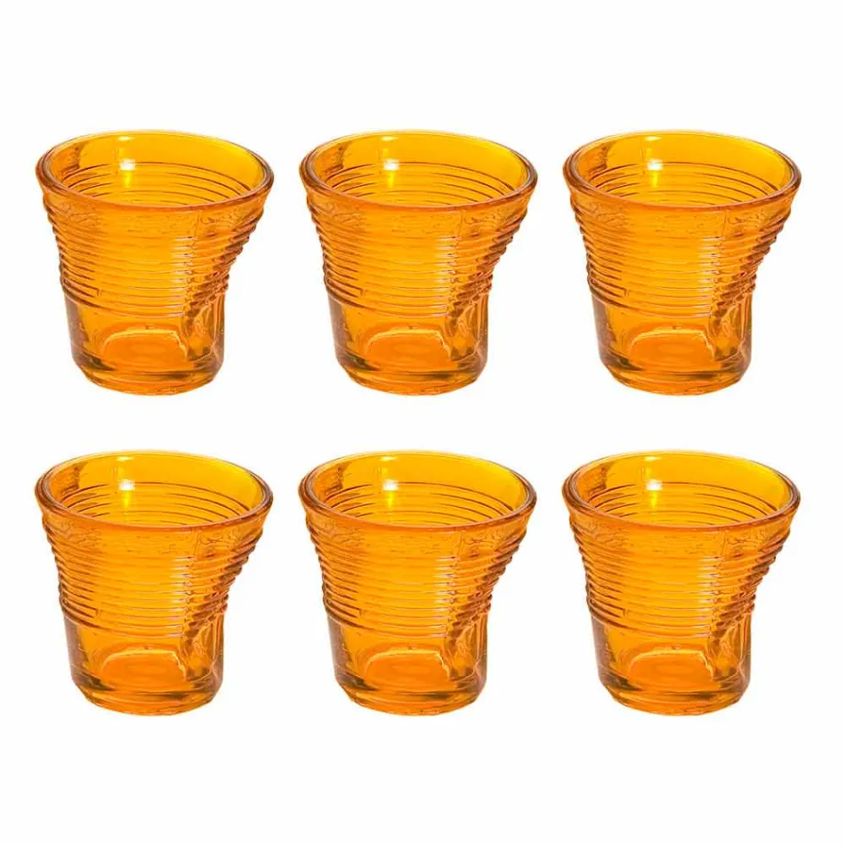 6 šálků kávy zmačkané sklenice v barevném designovém skle - Sarabi Viadurini