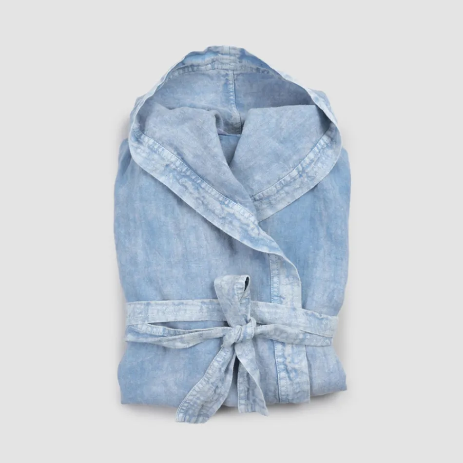 Luxusní těžký lněný župan s kapucí Made in Italy - Palace Viadurini