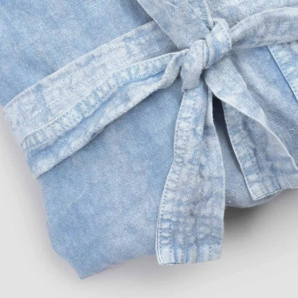 Luxusní těžký lněný župan s kapucí Made in Italy - Palace Viadurini