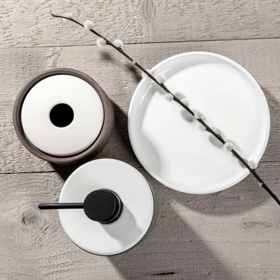 Koupelnové doplňky z bílé žáruvzdorné hlíny Made in Italy - Antonella Viadurini