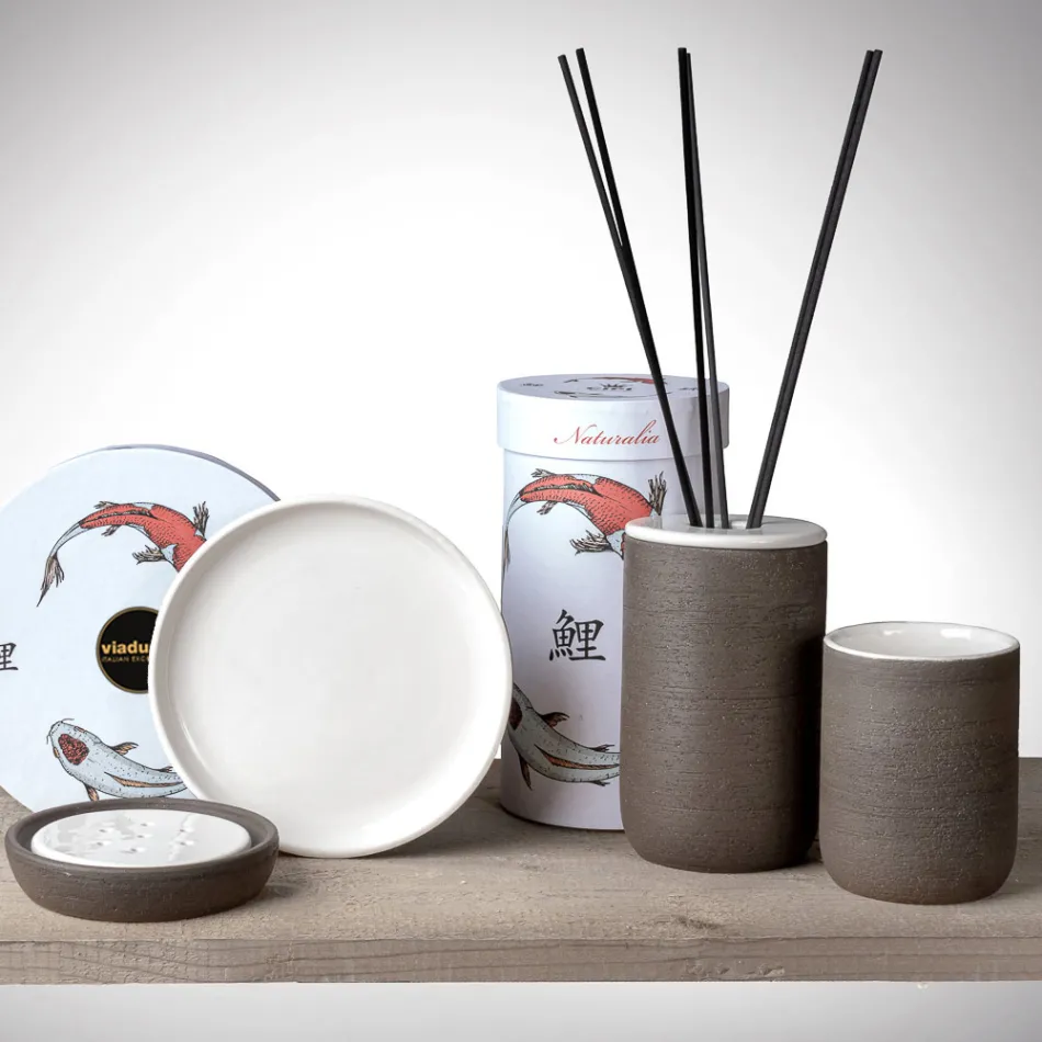 Koupelnové doplňky z bílé žáruvzdorné hlíny Made in Italy - Antonella Viadurini