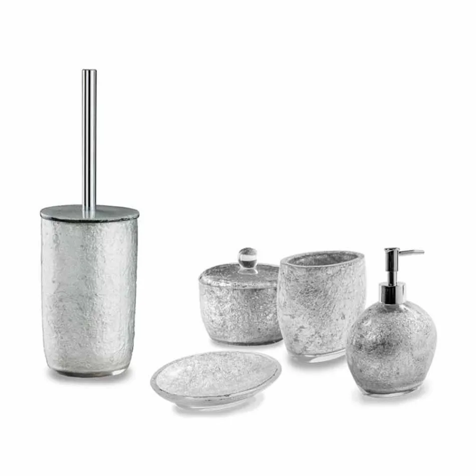 Koupelnové doplňky z pryskyřice potažené stříbrným listem - argentinské Viadurini