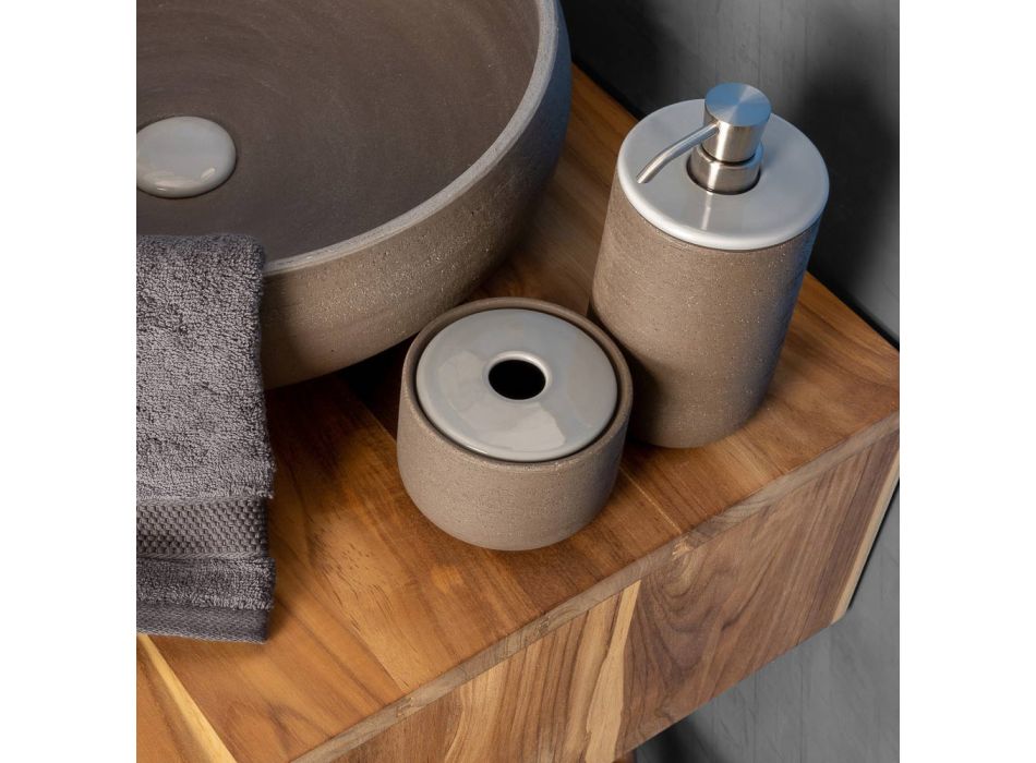 Koupelnové doplňky vyrobené z šedé hlíny Made in Italy - Antonella Viadurini