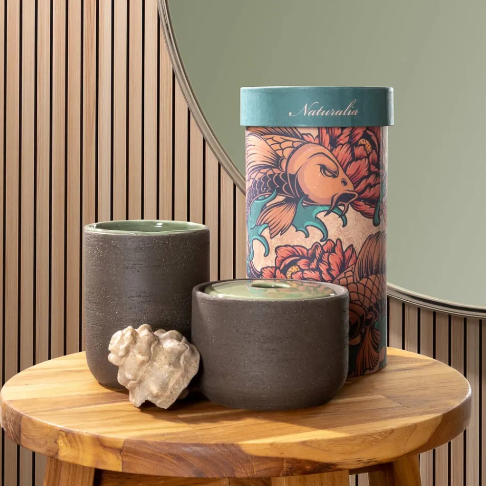 Zelené koupelnové doplňky ze žáruvzdorné hlíny Made in Italy - Antonella Viadurini