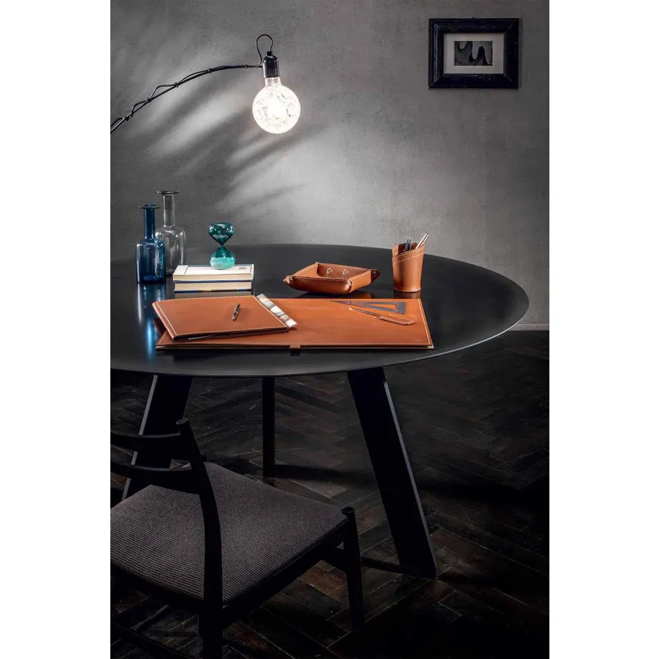 Stolní doplňky z regenerované kůže 5 kusů vyrobené v Itálii - Aristoteles Viadurini