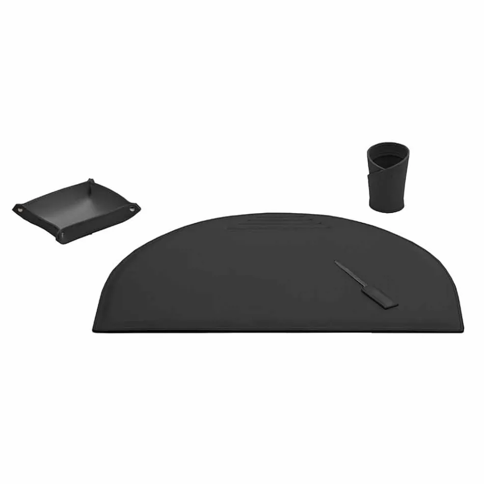 Stolní doplňky z regenerované kůže 4 kusy vyrobené v Itálii - Medea Viadurini