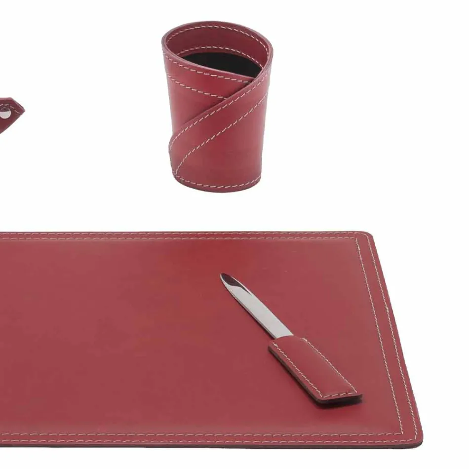 Příslušenství 4-kusový regenerovaný kožený stůl vyrobený v Itálii - Ascanio Viadurini