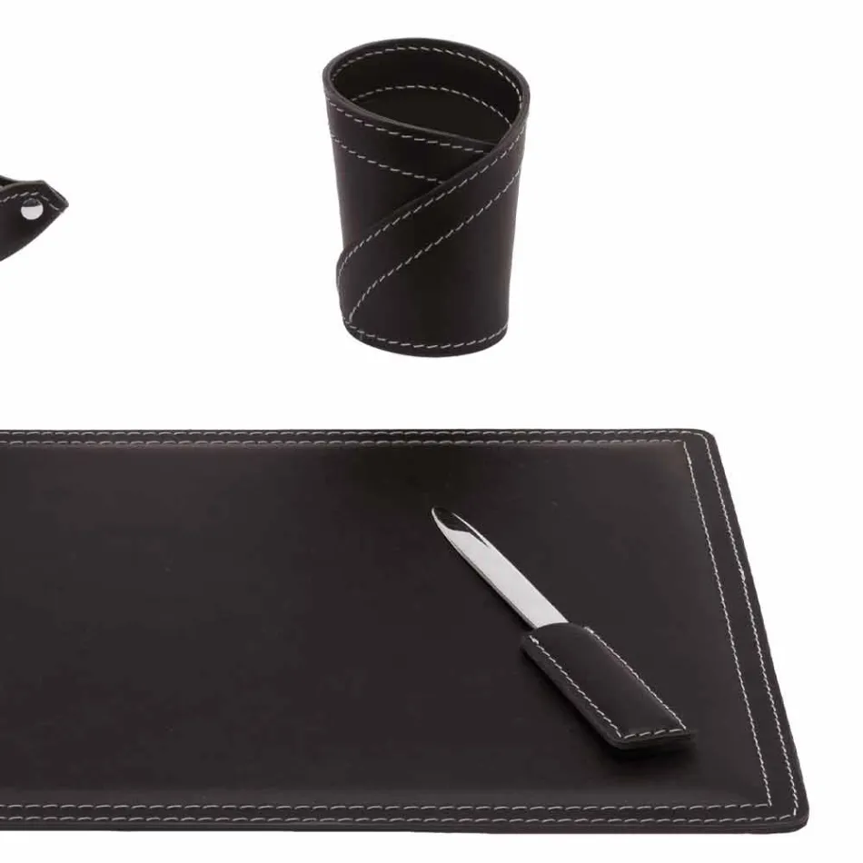 Příslušenství 4-kusový regenerovaný kožený stůl vyrobený v Itálii - Ascanio Viadurini