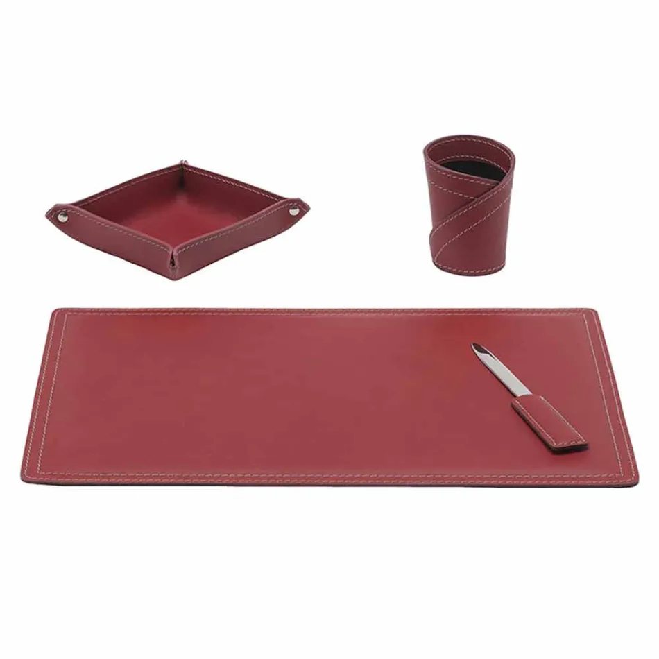 Příslušenství 4-kusový regenerovaný kožený stůl vyrobený v Itálii - Ascanio Viadurini