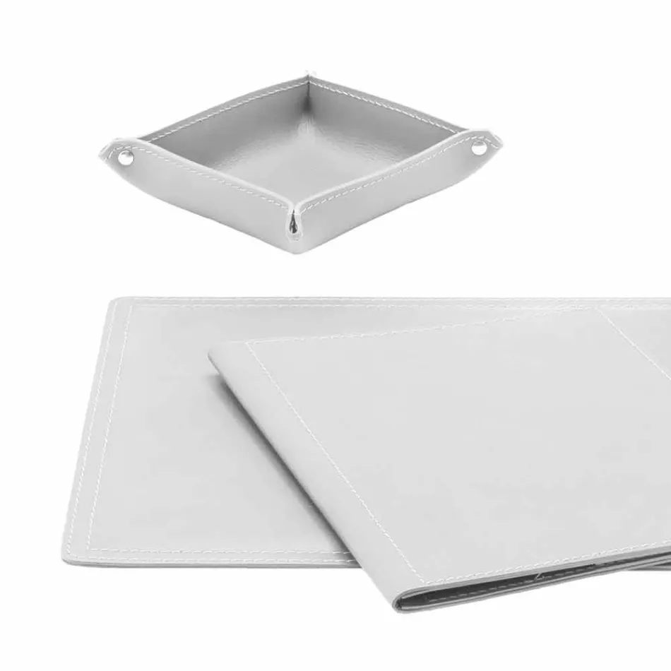 Příslušenství 5-dílný kožený psací stůl vyrobený v Itálii - Ascanio Viadurini